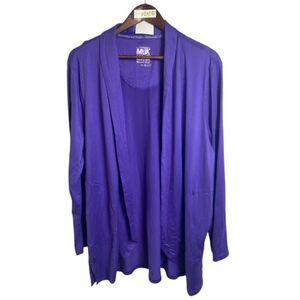 MUK LUKS bold purple cardigan side pockets //  XL